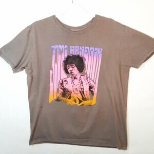 Authentic Jimi Hendrix Graphic T Shirt Gray Brown Size Large